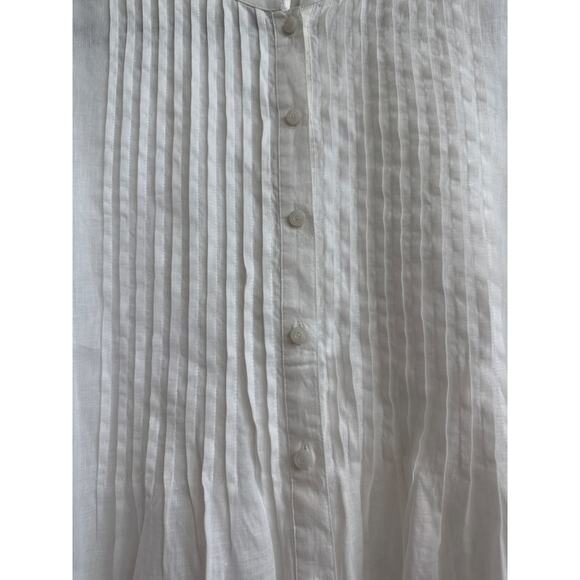 Coldwater Creek  Size Large 100% Linen Pleaded Button Down Long Sleeve Blouse - Picture 2 of 7